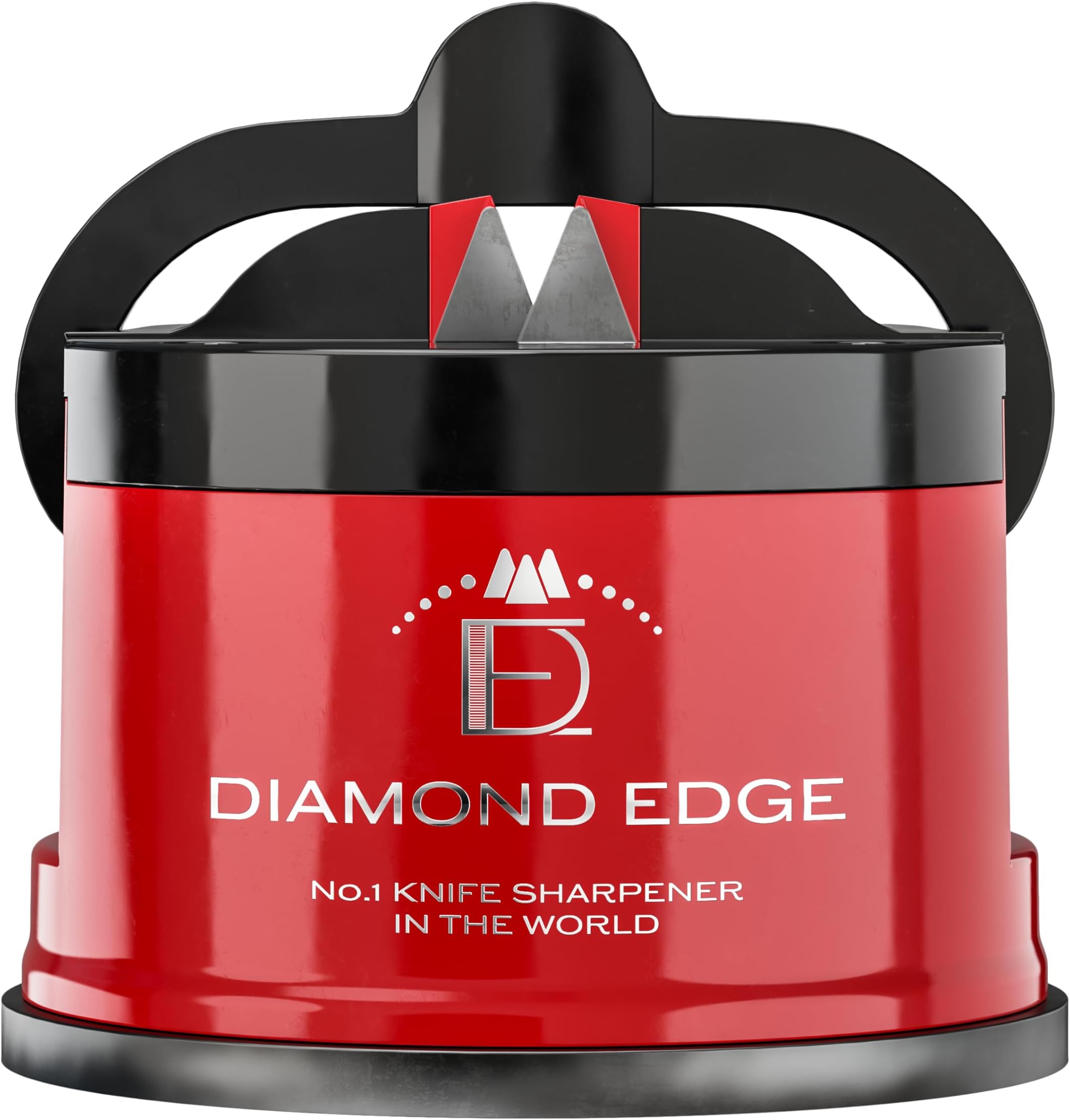 Diamond Edge No.1 Knife Sharpener – Safe & Compact Manual Knife Sharpener for Any Knife - Knives Sharpener Suitable for Serrated & Outdoor Blades – Professional Quality, Red