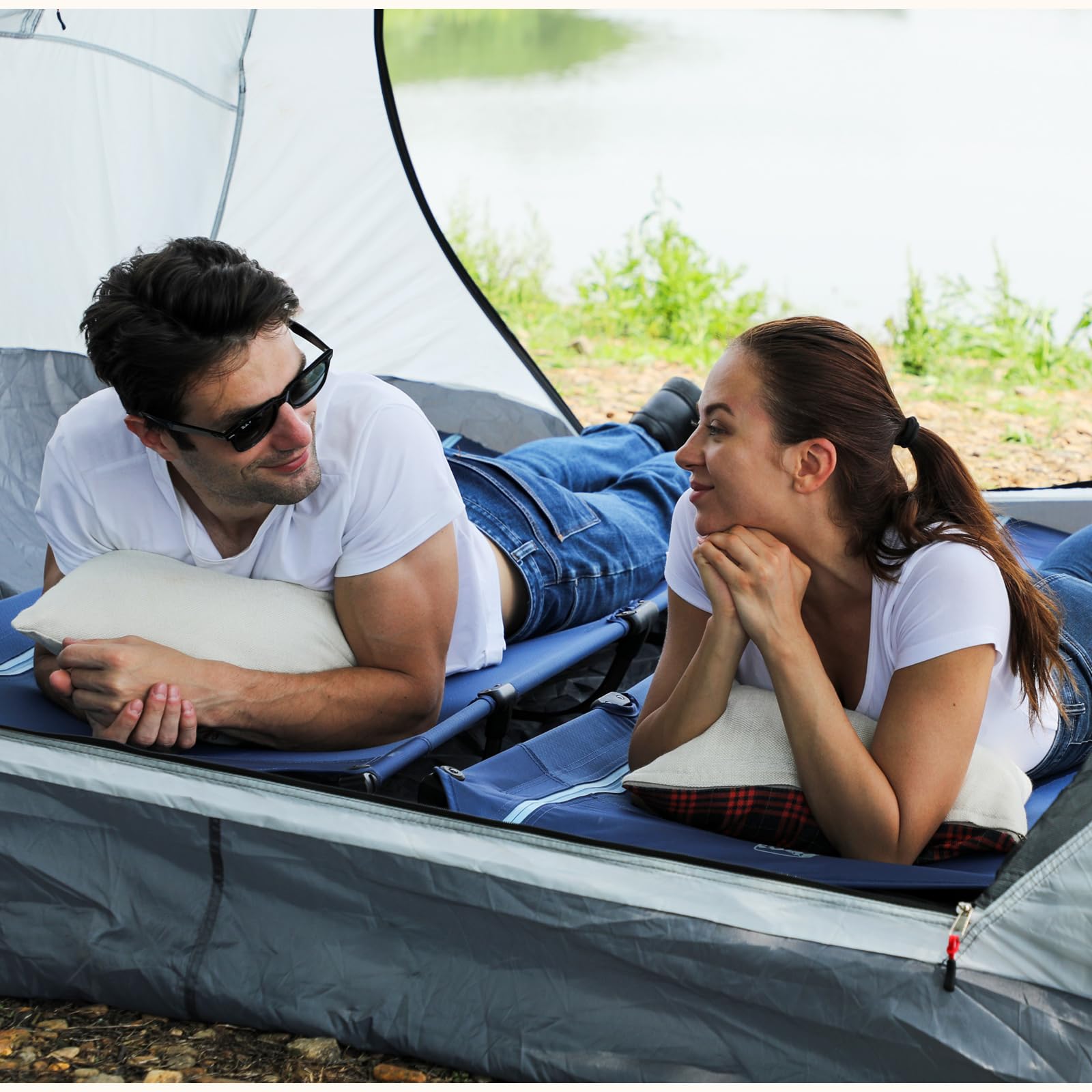 TIMBER RIDGE Cama Plegable Compacta Acampada Cama de Camping Jardin Portátil Ultraligera Fuerte Resistente, Capacidad de 120kg