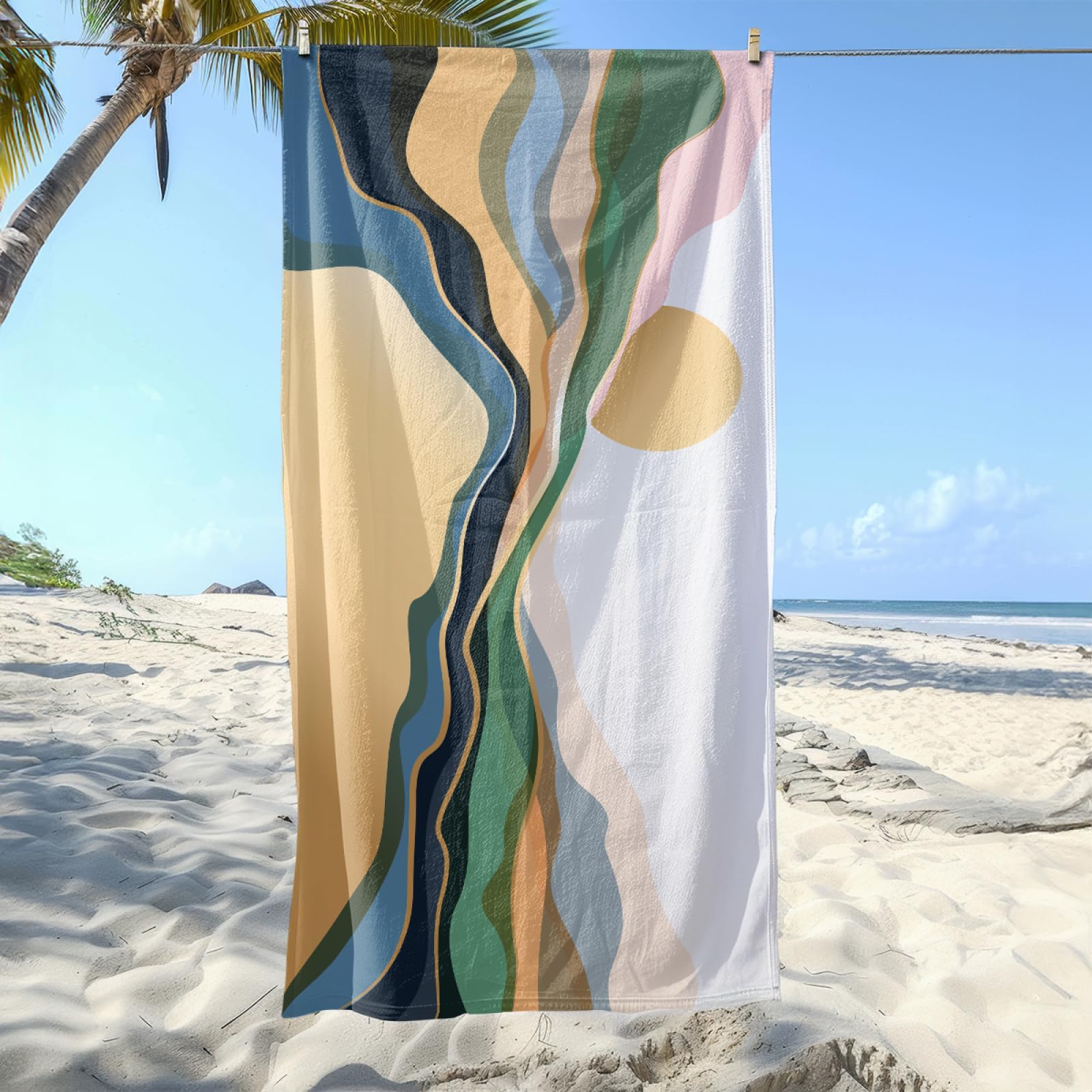 Serviette de Plage Jaune Rose Bleu Serviette de Bain Sport Piscine Toilette Microfibre Piscine Anti Sable Drap de Plage Bain XXL Ultraléger Portable Towel Absorbant Séchage Rapide 200x220cm