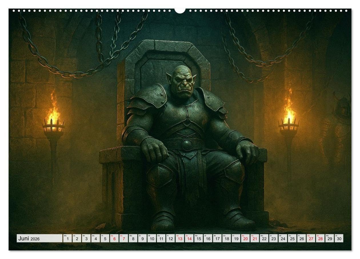 Erbe der Orks. Feuer und Schatten (hochwertiger Premium Wandkalender 2026 DIN A2 quer), Kunstdruck in Hochglanz: Eine bildgewaltige Reise in die Welt ... - rau, mystisch und erhaben. (CALVENDO Kunst)