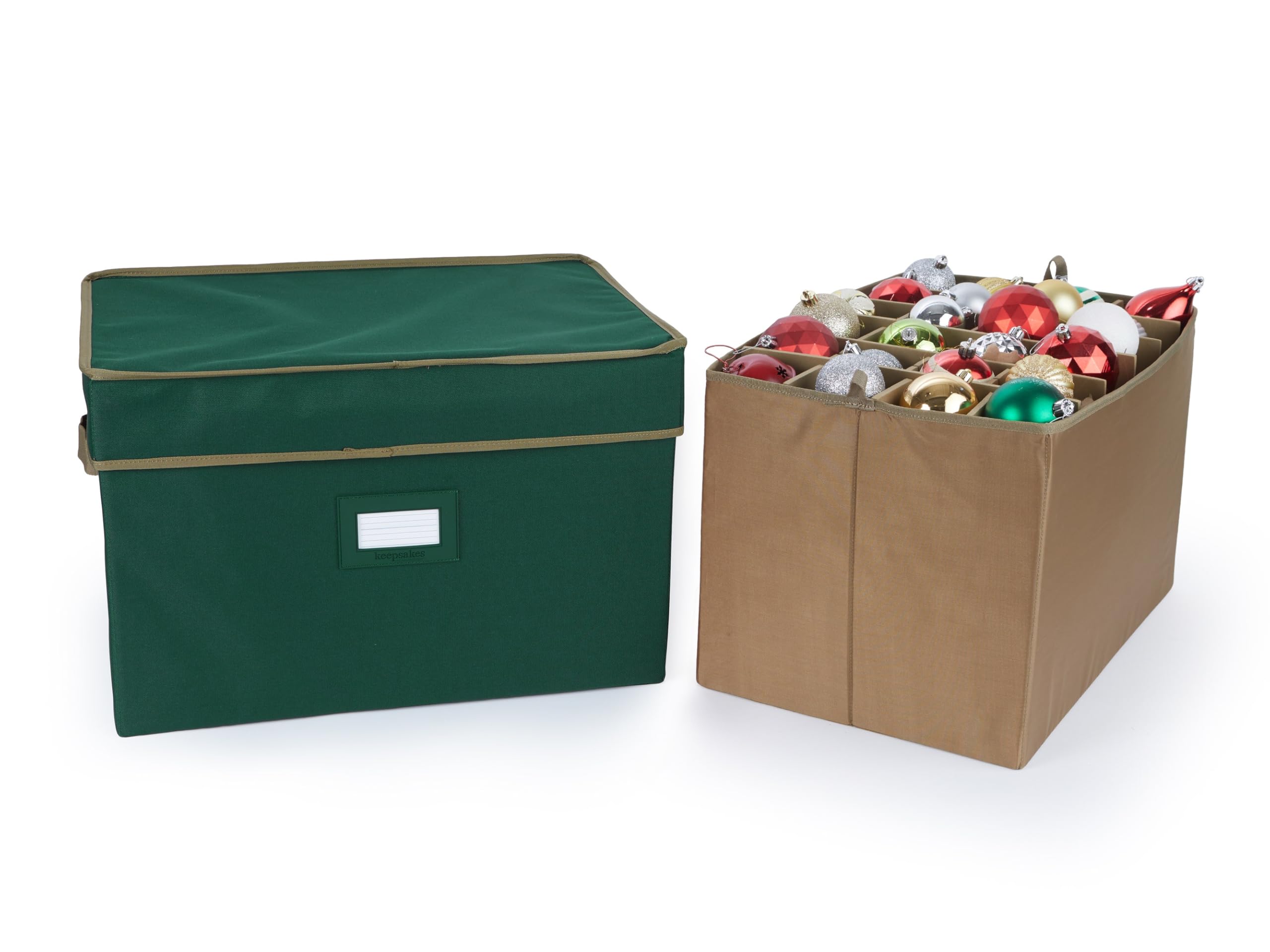 Covermates Adjustable Ornament Storage Box, 19.25"W x 13"D x 12.5"H, Green