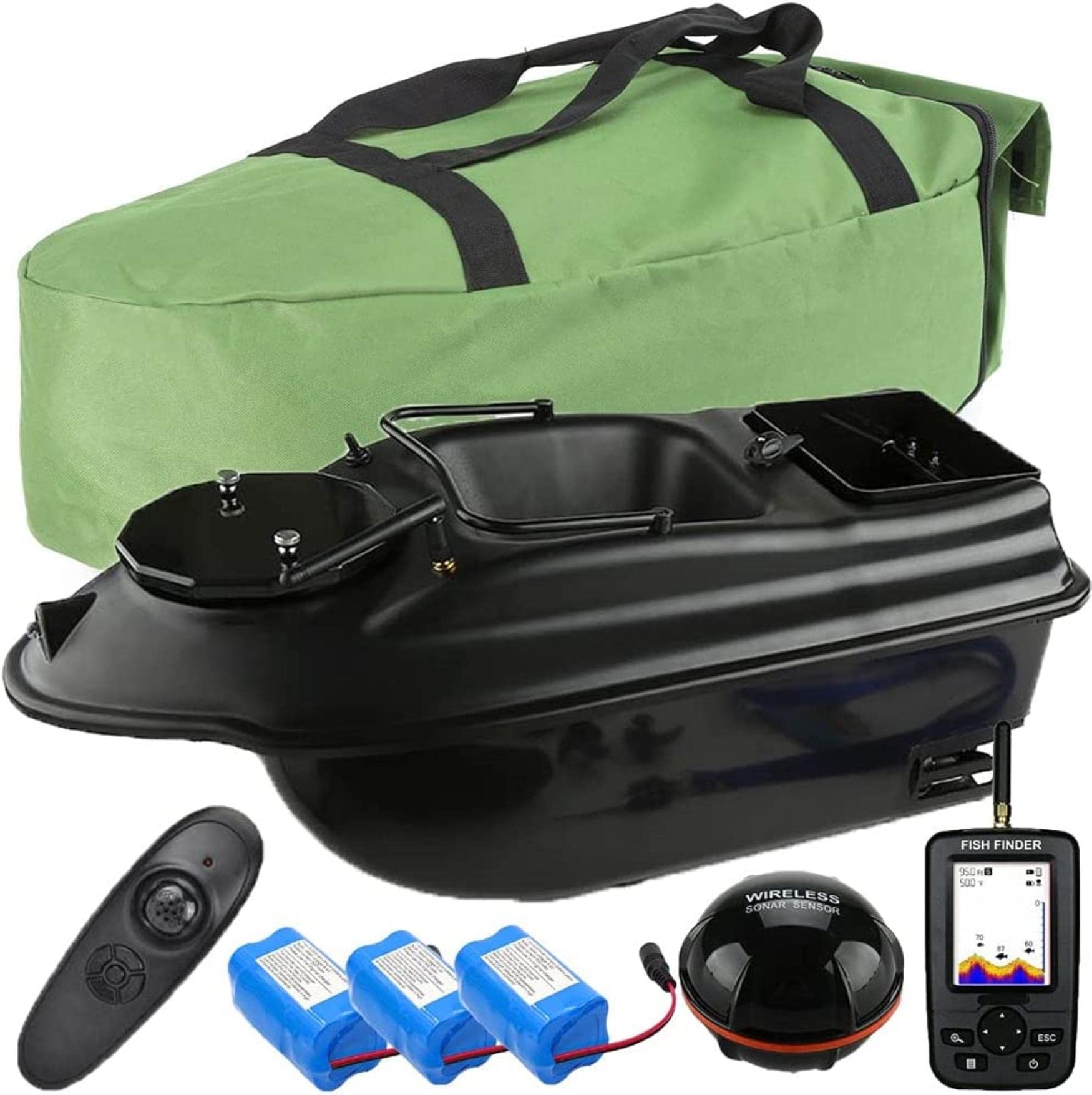 500m Senza Fili Pesca Bait Barca Carp Fischerboot Motoscafo Fernbedienung Boot 2 Trichter LCD GPS Fishfinder mit Sonar Sensor