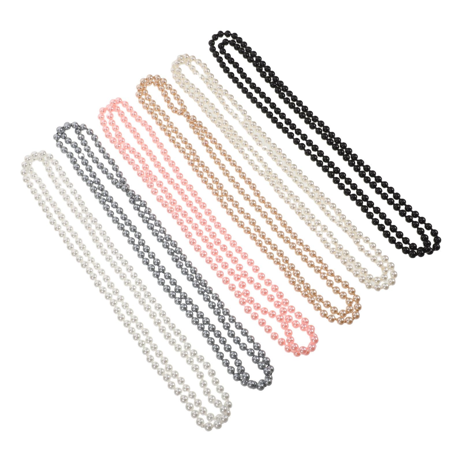 Kisangel 12 Piezas Collar Largo de Perlas Simuladas Blanco de Vidrio Estilo