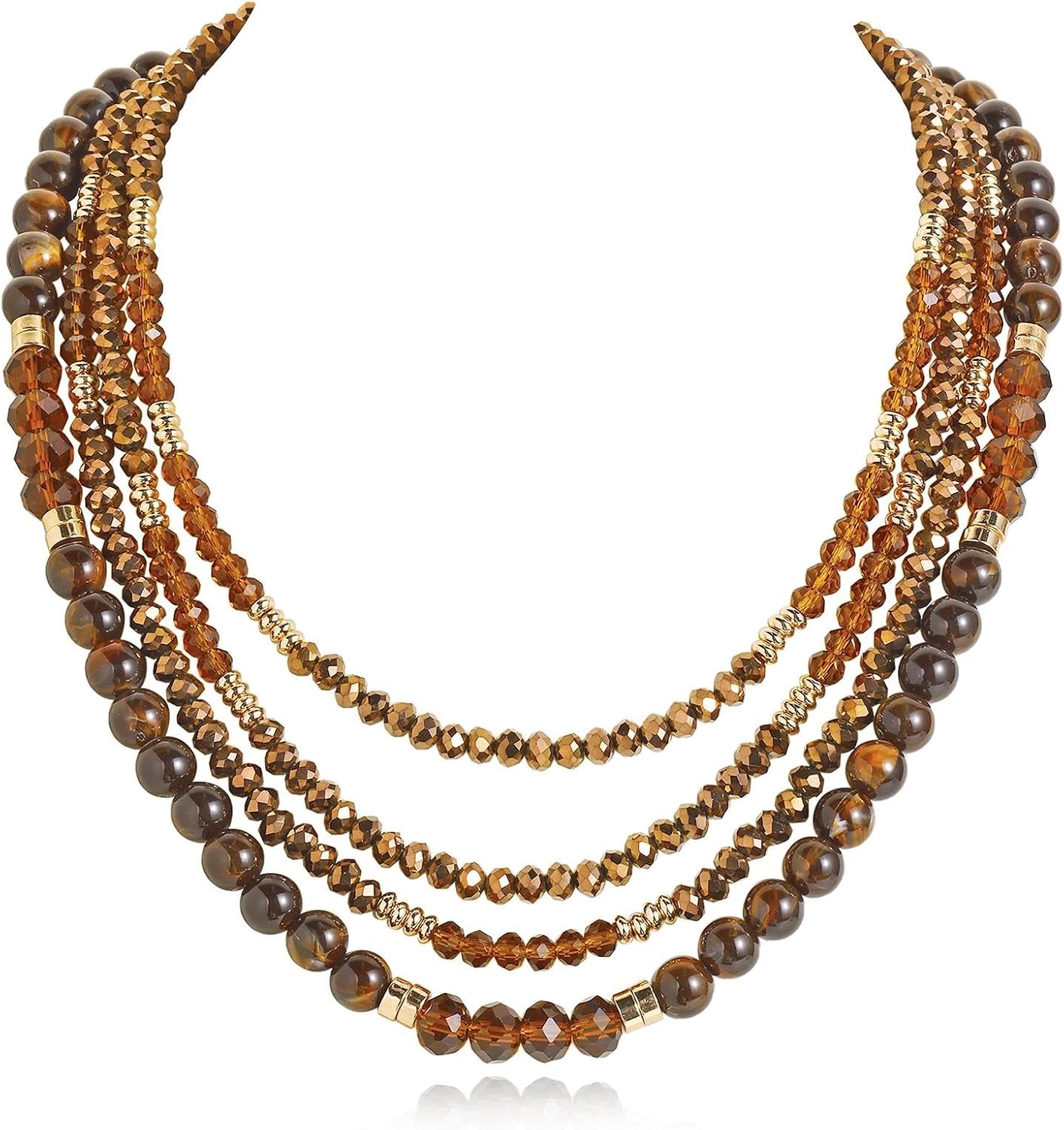 Coiris 4 Layer Chunky Beaded Necklaces for Women Boho Statement Necklace Colorful Acrylic Bead Choker Multi Strand Layered Collar Jewelry for Vacation Party Daily Wear