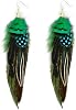 Bohemian Feather Dangle Earrings for Women with Shell Beads Long Tassel Design Drop Earrings