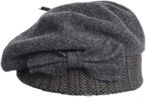 Miniatura 2 de VECRY - Gorro 100% de lana para mujer, boina de fieltro tipo campana, gorro de vestir para invierno