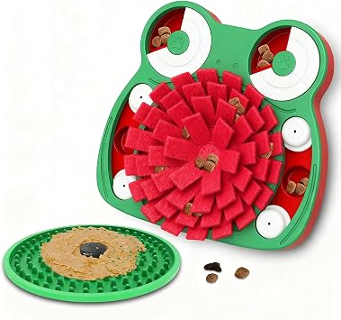 Dog Puzzle Toys, 3-in-1 Dog Training Puzzles with Lick Mat and Slow Food, Stress Relief Interactive Dog Toy for Feeding Keeping Them Busy Green