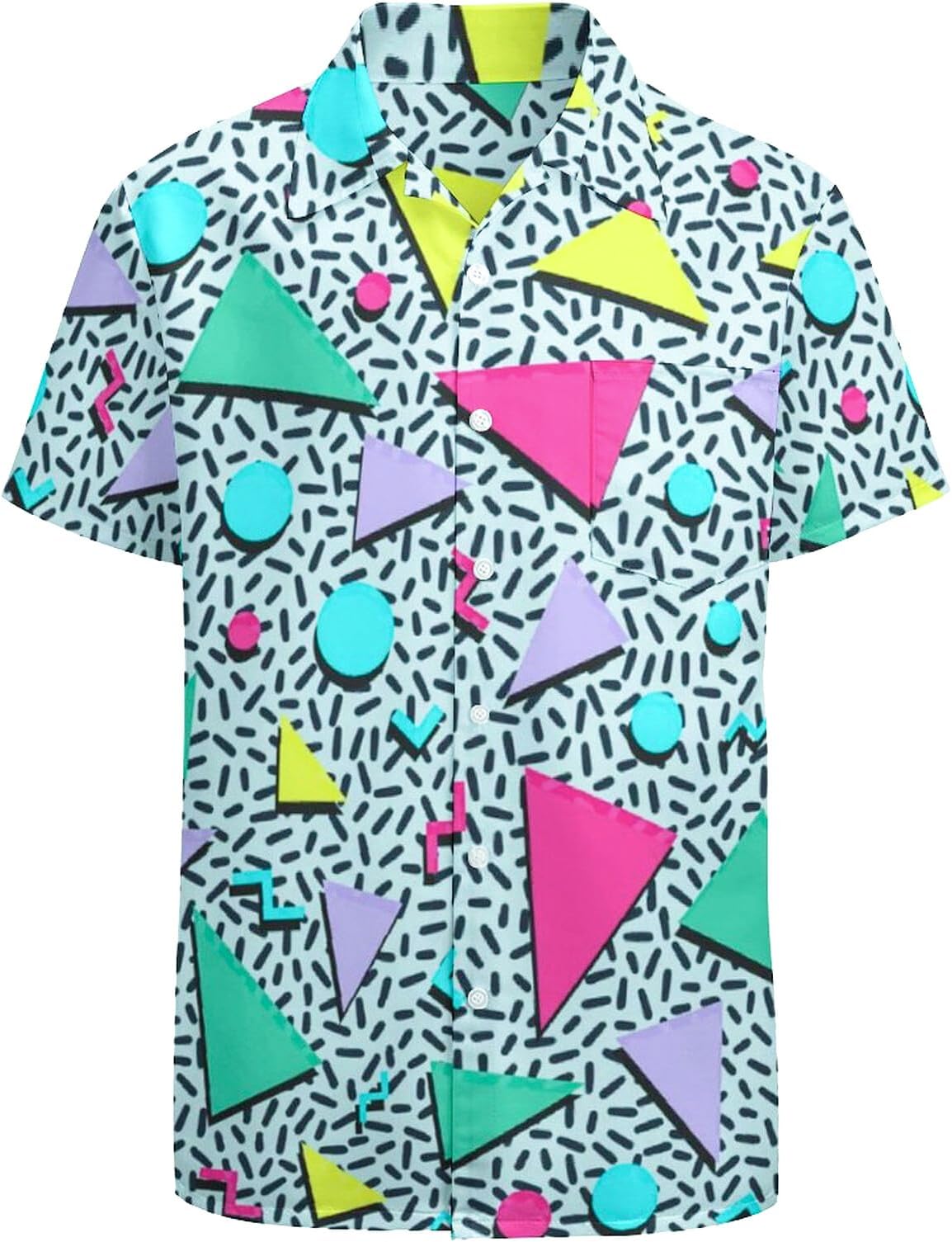 80s 90s Outfit for Men Hawaiian Shirt Button Down Short Sleeve Big and Tall Funny Party Retro Vintage