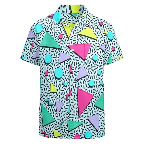 Artsadd 80s 90s Outfit for Men Hawaiian Shirt Button Down