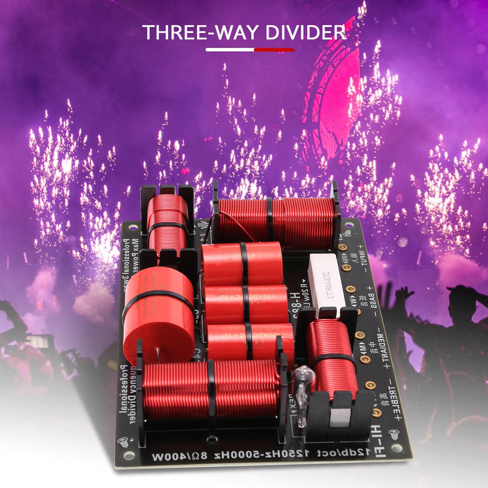 Divisor Mezcla de Estilos 3 VíAs de 400 W, Altavoz de Agudos de Alta Fidelidad, Altavoz de Graves Mezcla de Estilos 1250 H / 5000 HZ con ProteccióN de Tono Alto