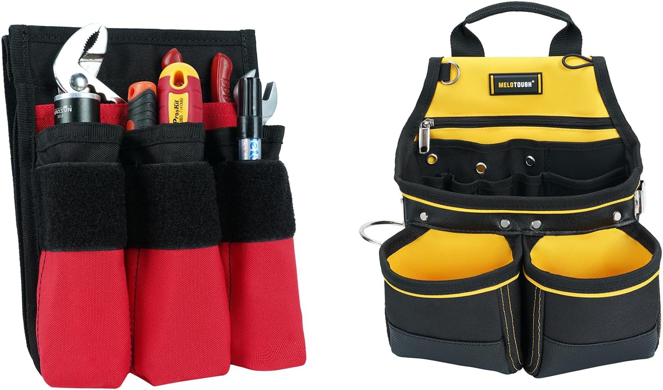 MELOTOUGH 7-Pocket Firefighter Tool Pouch with Carry Handle and Flap, Fits in Bunker Gear Pocket, Firefighter Pants + Carpenter Tool Pouch with 10 Pockets