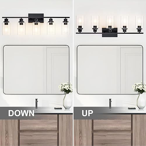 Miniatura 55 de Lámpara de baño de 3 luces, luz negra sobre espejo, moderna casa de campo, apliques de pared industriales rústicos para baño, dormitorio, sala