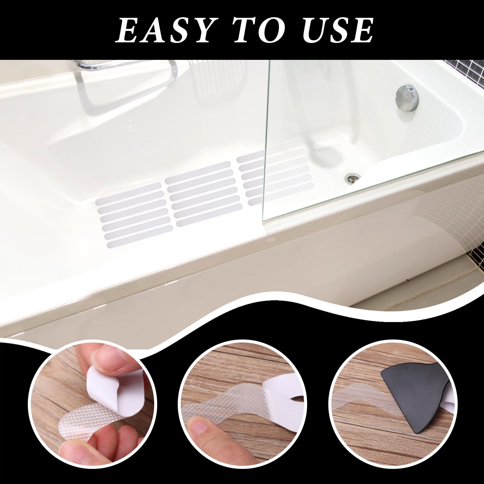 24 Adesivi Antiscivolo Per Doccia E Vasca | Strisce Di Sicurezza In PEVA | Facili Da Applicare - Foto 2