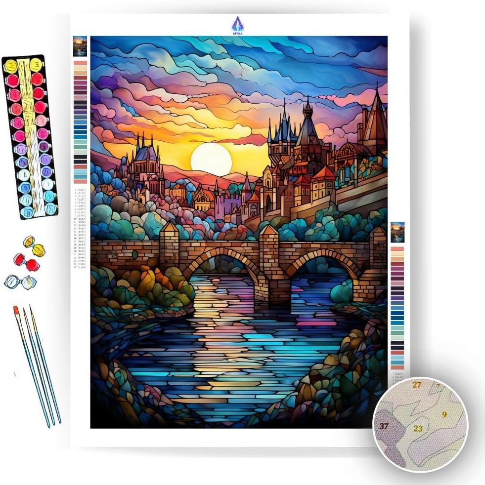 Amazon.com: Stained Glass - Paint by Numbers Kit Acrylic Paints ...