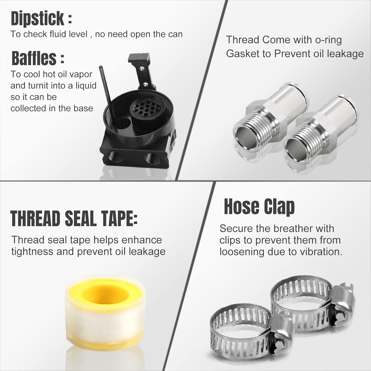 thick shell baffled oil catch can coolant fuel catch can reservoir kit - black