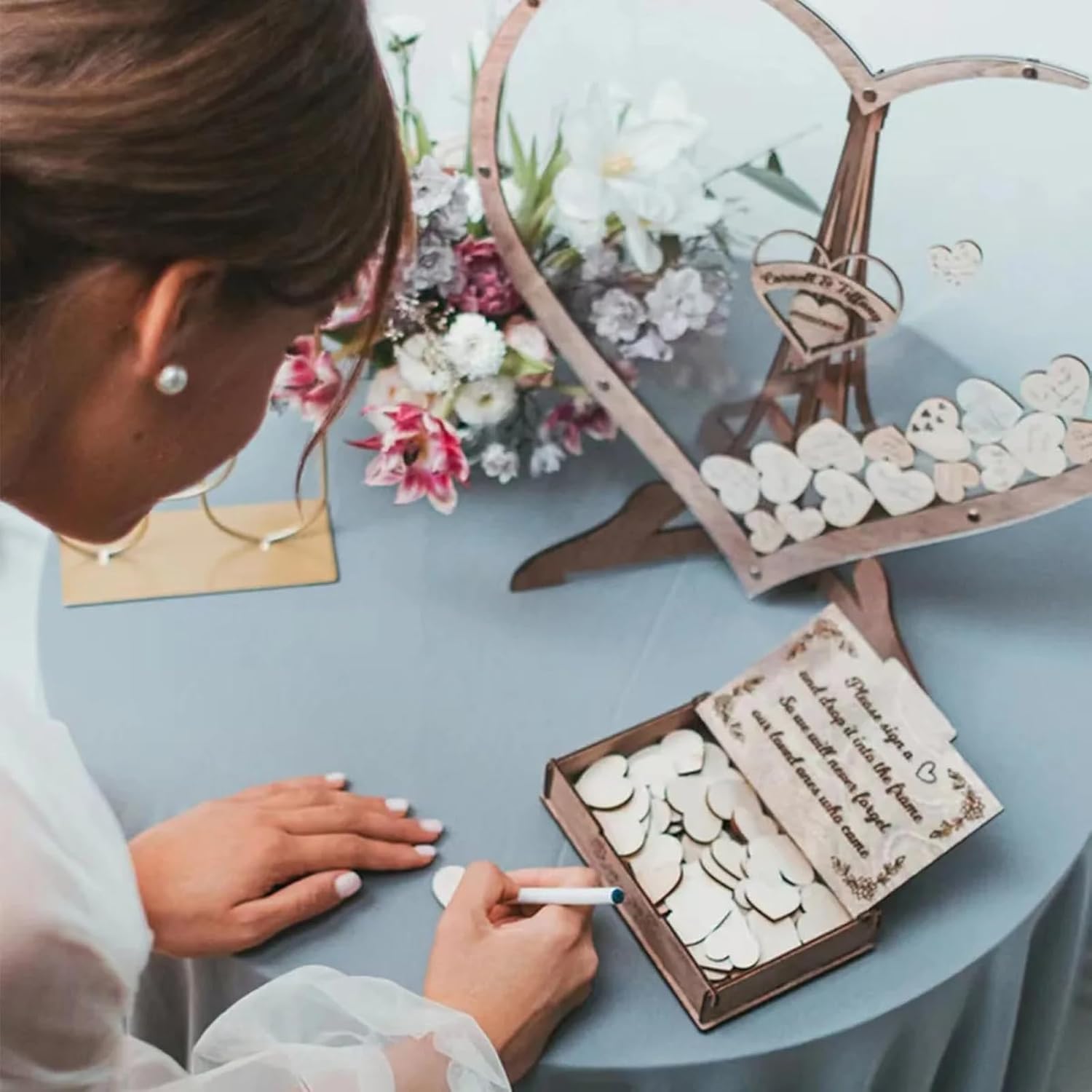 Wedding Guest Book Alternative Wedding Decor Drop Heart Guestbook Wooden Heart Shape Guest Drop Box Table Decoration