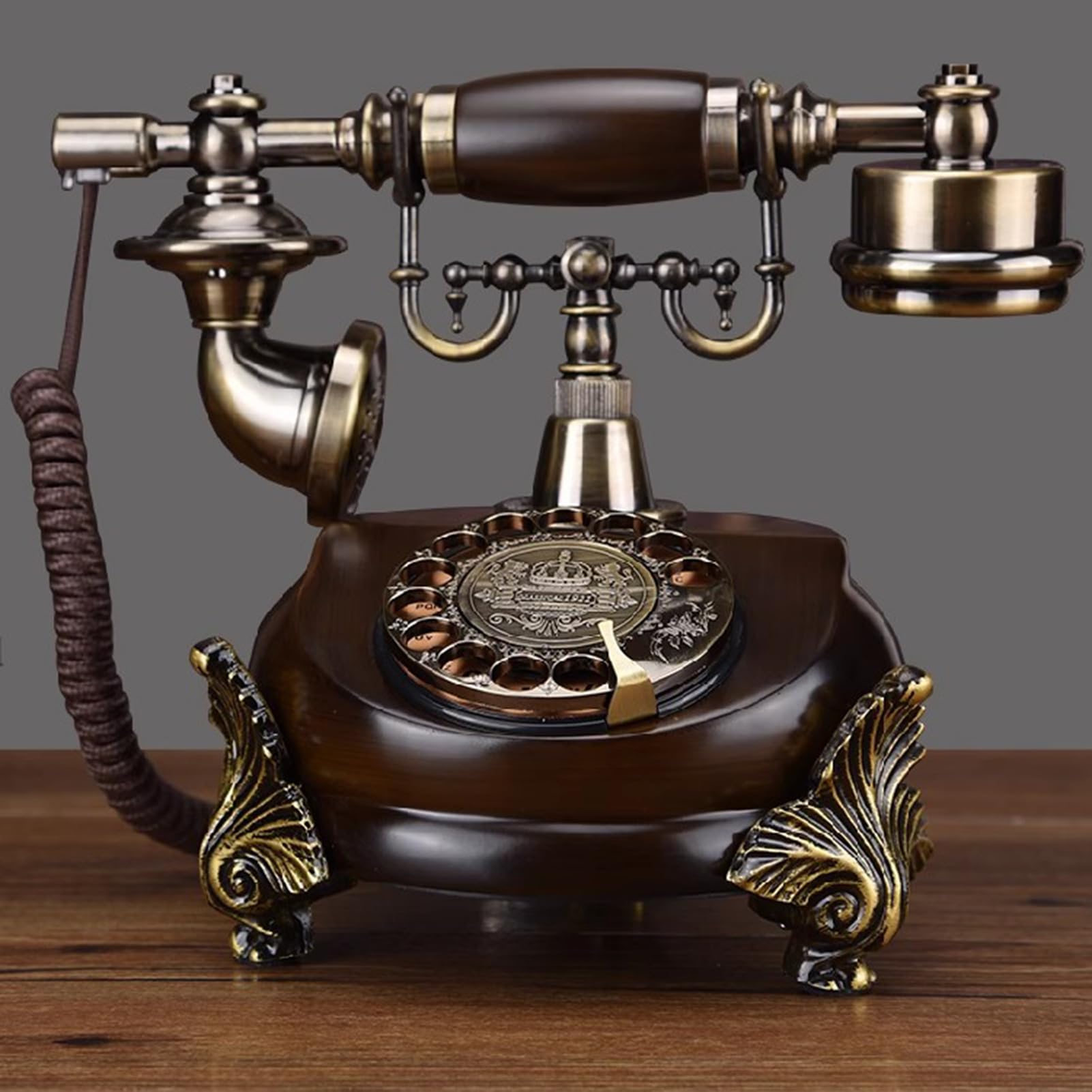 Telefon z tarczą obrotową, przewodowy retro, stacjonarny, telefon do dekoracji domu/biura z funkcją ponownego wybierania numeru