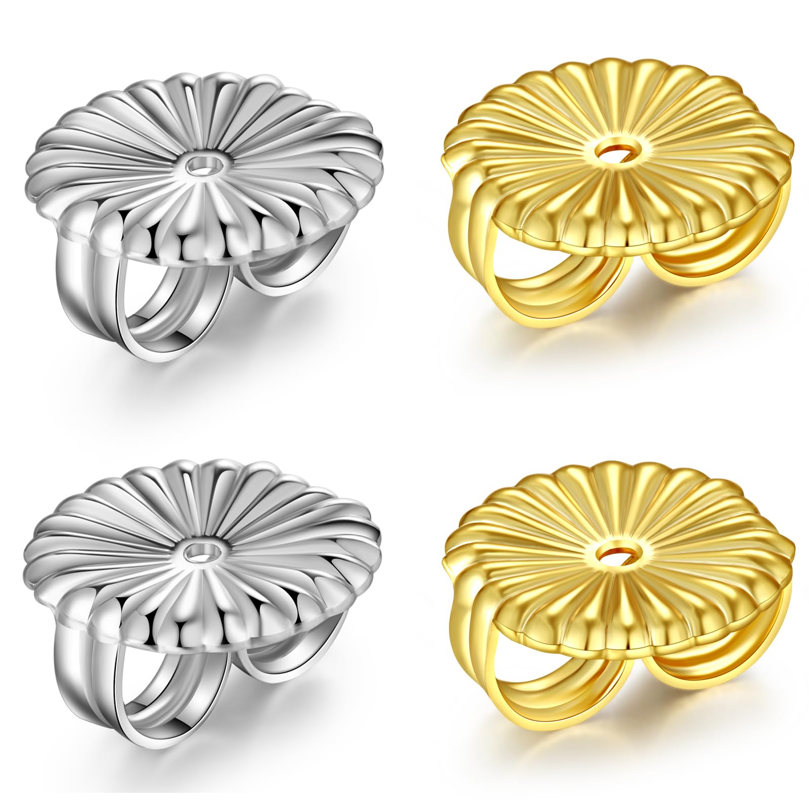 JiaYang Ohrstecker-Verschlüsse, 18 Karat Weißgold plattiert, 925er Sterlingsilber, Schmetterlingsheber für große Ohrringe