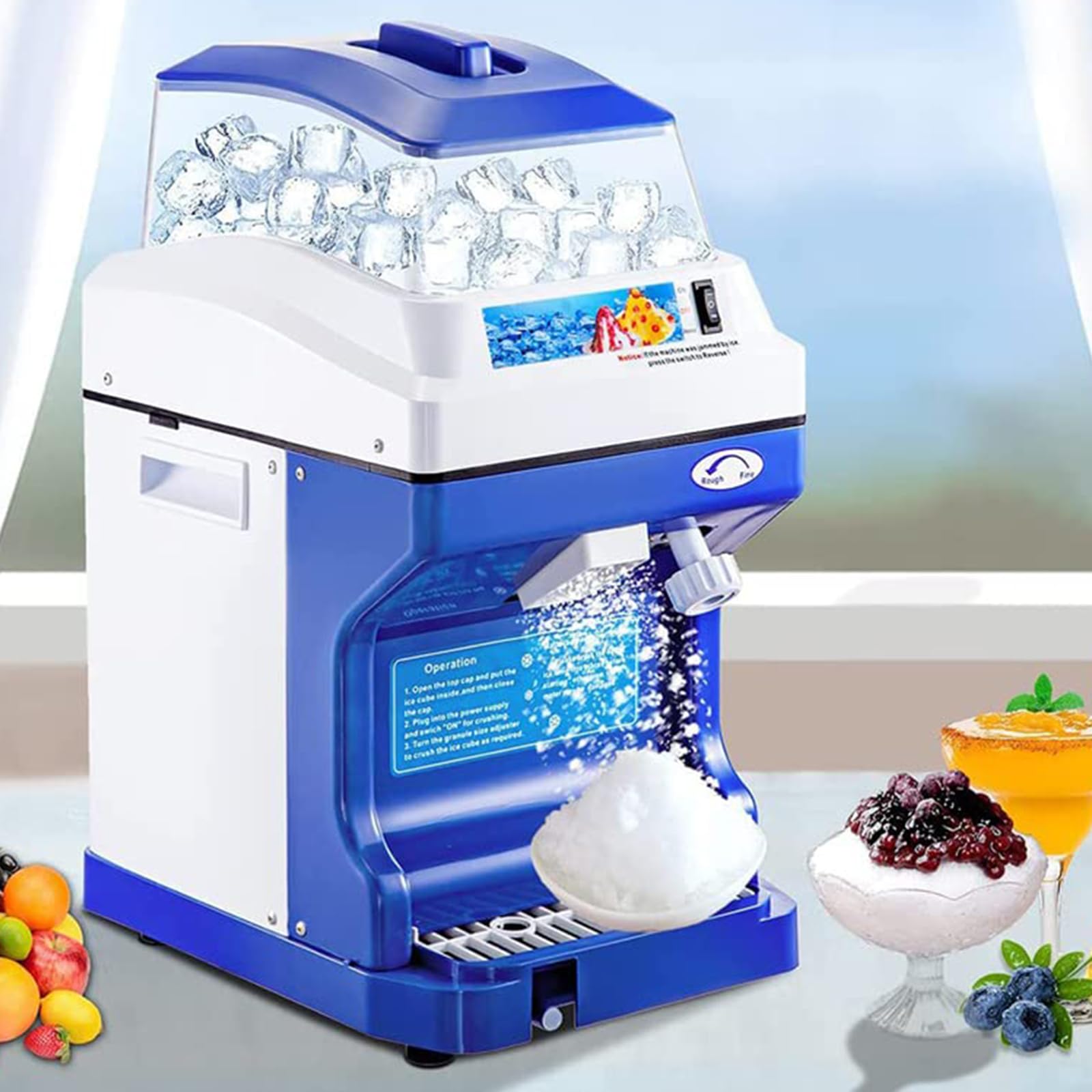AYCDL Commercial Ice Shaver Crusher, 300W Tabletop Electric Snow Cone Maker Ice Crusher Slush Machine,Smoothie Blender
