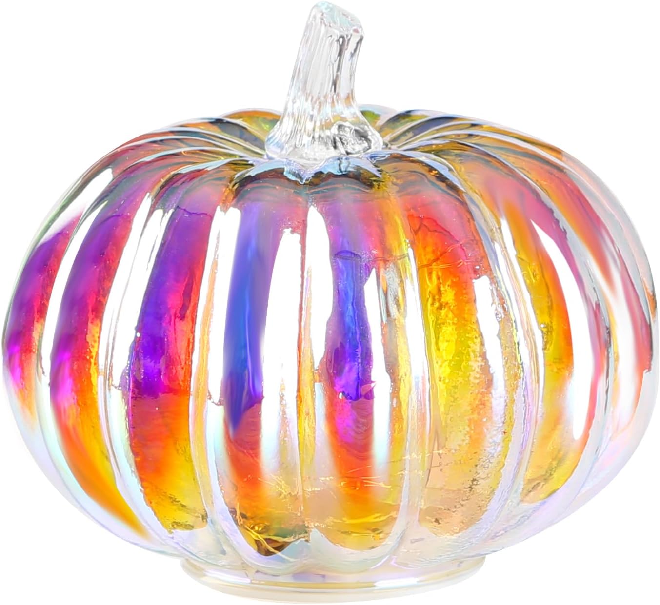 Romingo Mercury Glass Pumpkin Light with Timer for Halloween Pumpkin Decorations Fall and Thanksgiving Decor,Silver, 8.7 inches