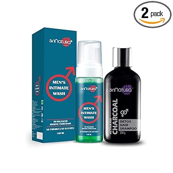 Mens Intimate Wash & Activated Charcoal Detox Hair Shampoo (Pack of 2)