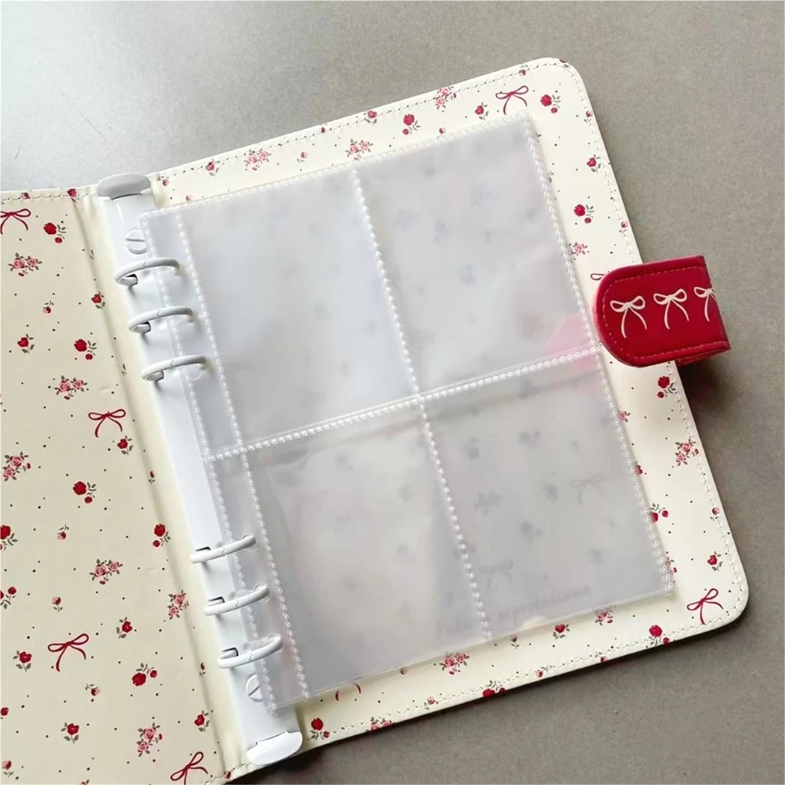 Album Fotos A5 Binder Kawaii Photocard 6 Ring 3inch Card PU Leather Idol Photo Album Cover For Picture Storage(Cover)