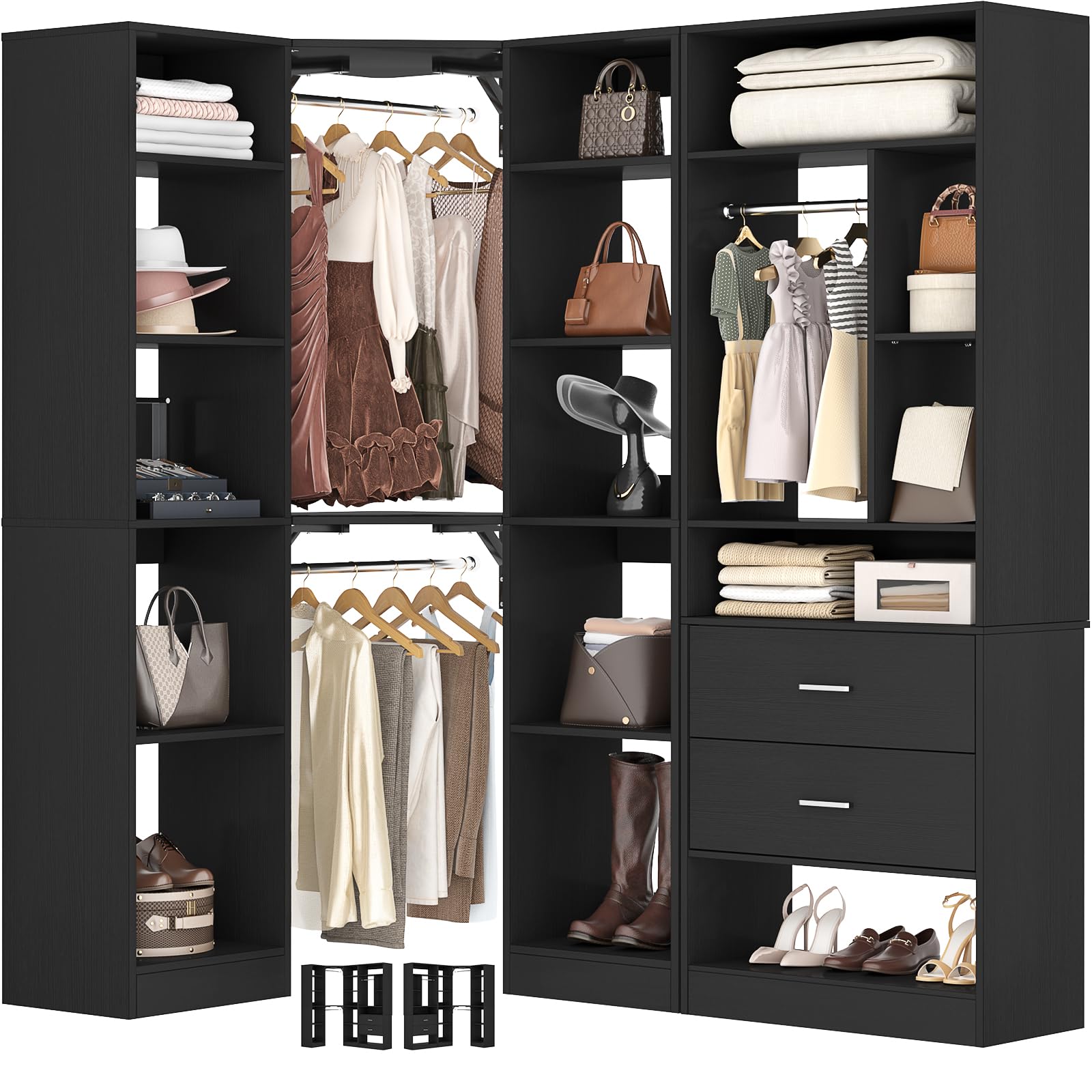 Amazon.com: Besiost Corner Closet System with 2 Sets, 63.2