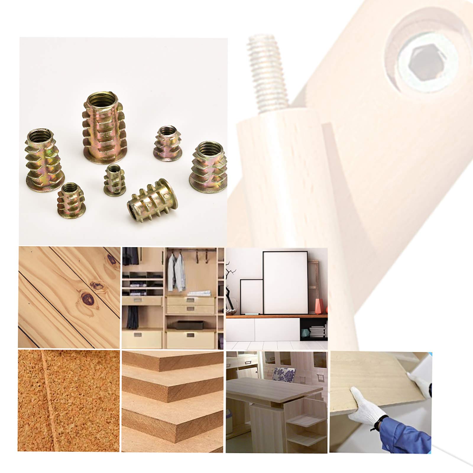 Inserti Filettati M4x8 Per Legno | 50 Pezzi | Acciaio Zincato | Con Testa Esagonale - Foto 3