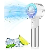 OUILA Mini Ventilatore Portatile, 2600mAh Ricaricabile a Batteria USB Ventilatore tascabile con 4 Livelli di Velocità per Ufficio, All’aperto, Metallo Bianco