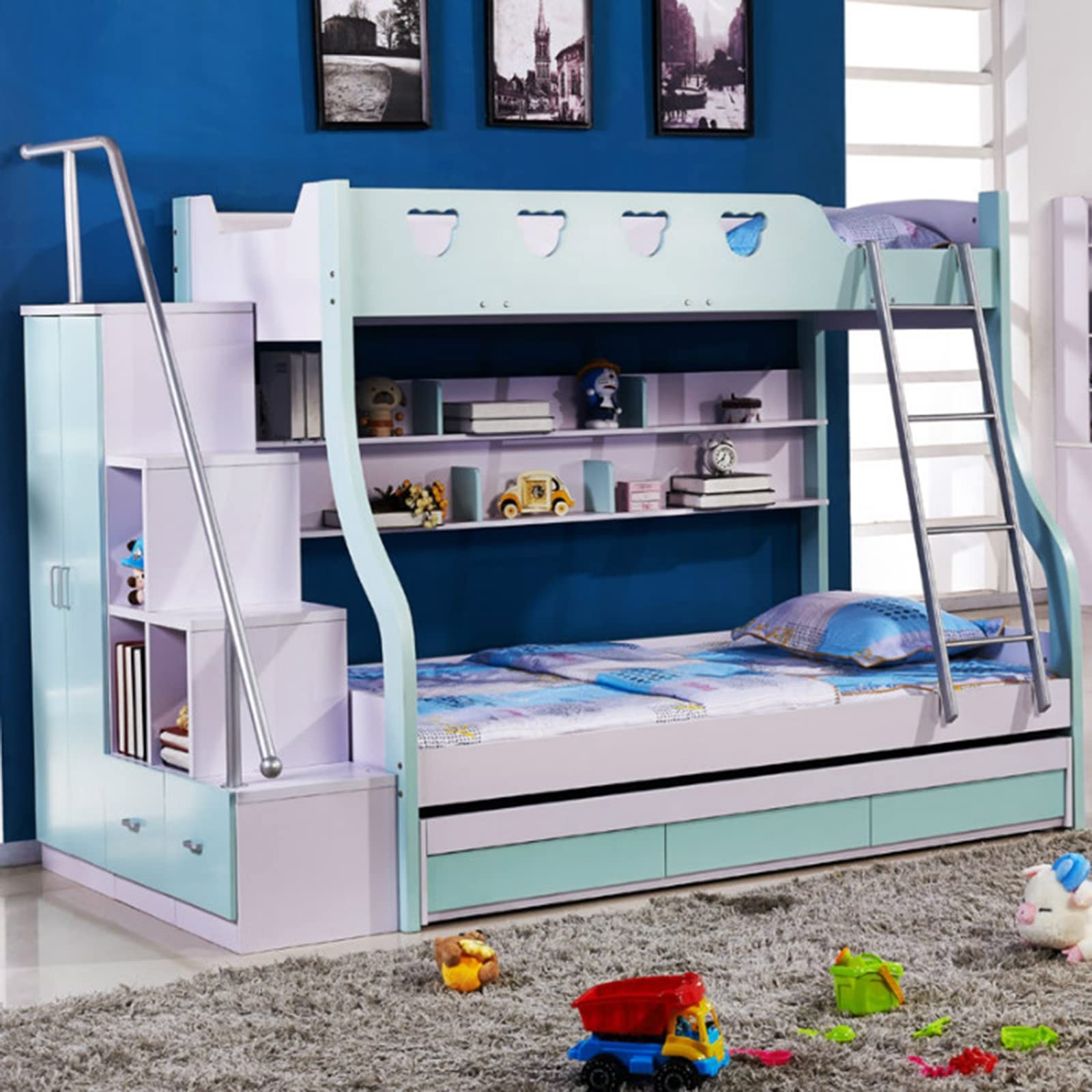 LXLA- Etagenleiter Zum Wohnmobil Bett - Einstellbare Hakenposition, Hochbett- / Hochbettleitern- Wohnheim Schlafzimmer, Reiseanhänger Wohnmobil, Silber Grau (Size : 1.3m/4.3ft)