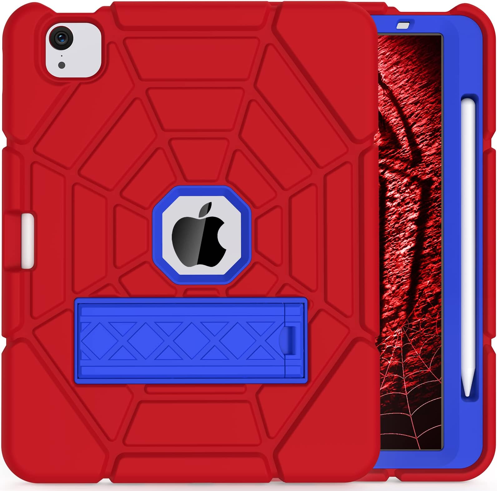 CCMAOCase for iPad Pro 11 Inch 2022/2021/2020/2018, iPad Air 5th/4th Generation 10.9 Inch Case with Pencil Holder, Heavy Duty Shockproof Protective Cover for Kids Boys Children, Red+Blue
