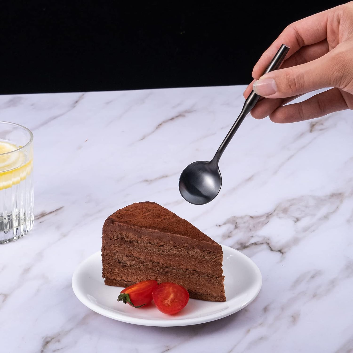 Matte Silverware Eating Utensils Set, 20-Piece Stainless Steel Flatware Set, Kitchen Utensil Set Service for 4, Durable Home Kitchen Silverware,Luxury Cutlery Set. (Black, 20)