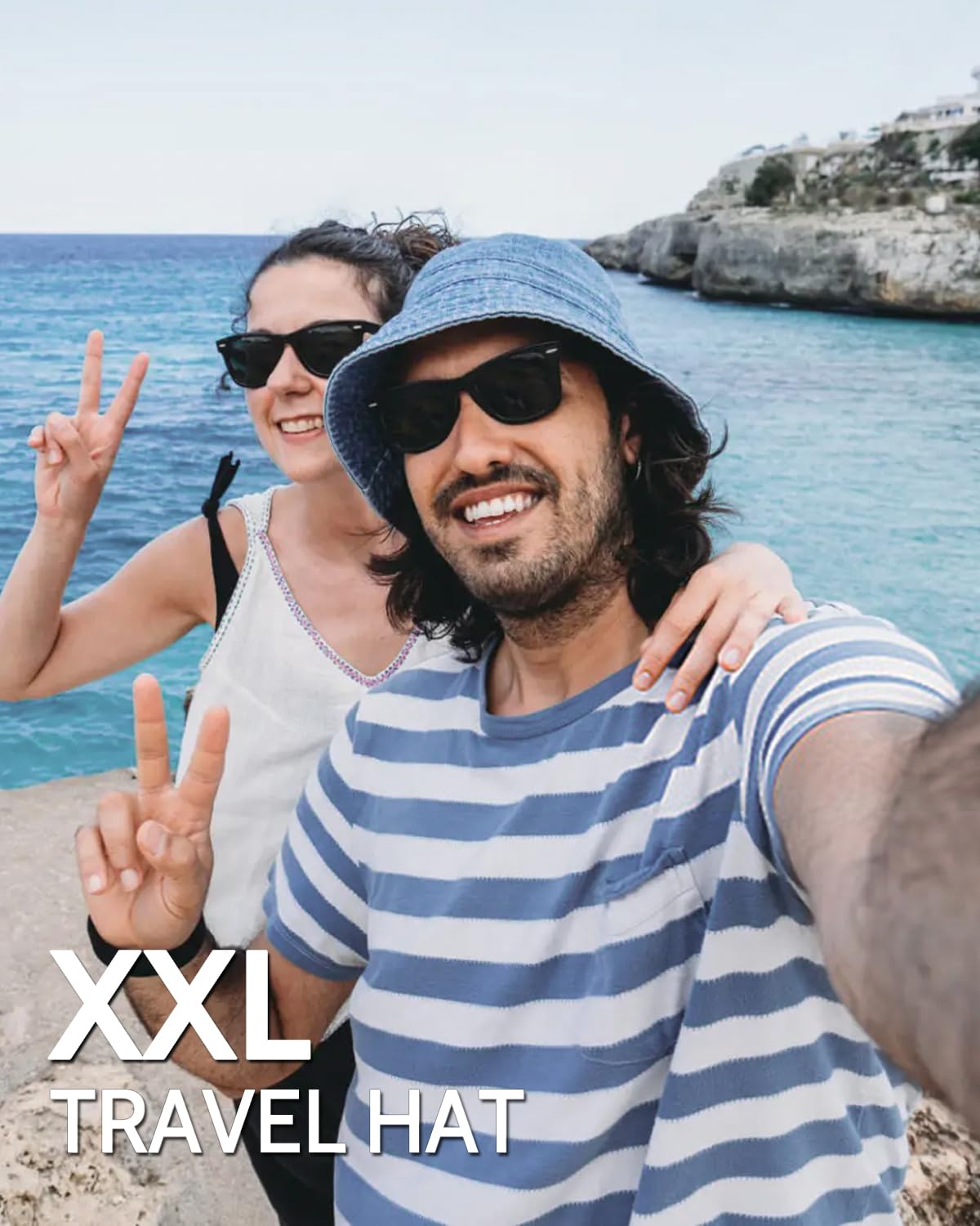 Zylioo XXL XL L M Denim Bucket Sun Hat,Oversize Jean Fisherman Cappelli,Regolabile Packable Summer Travel Cappelli