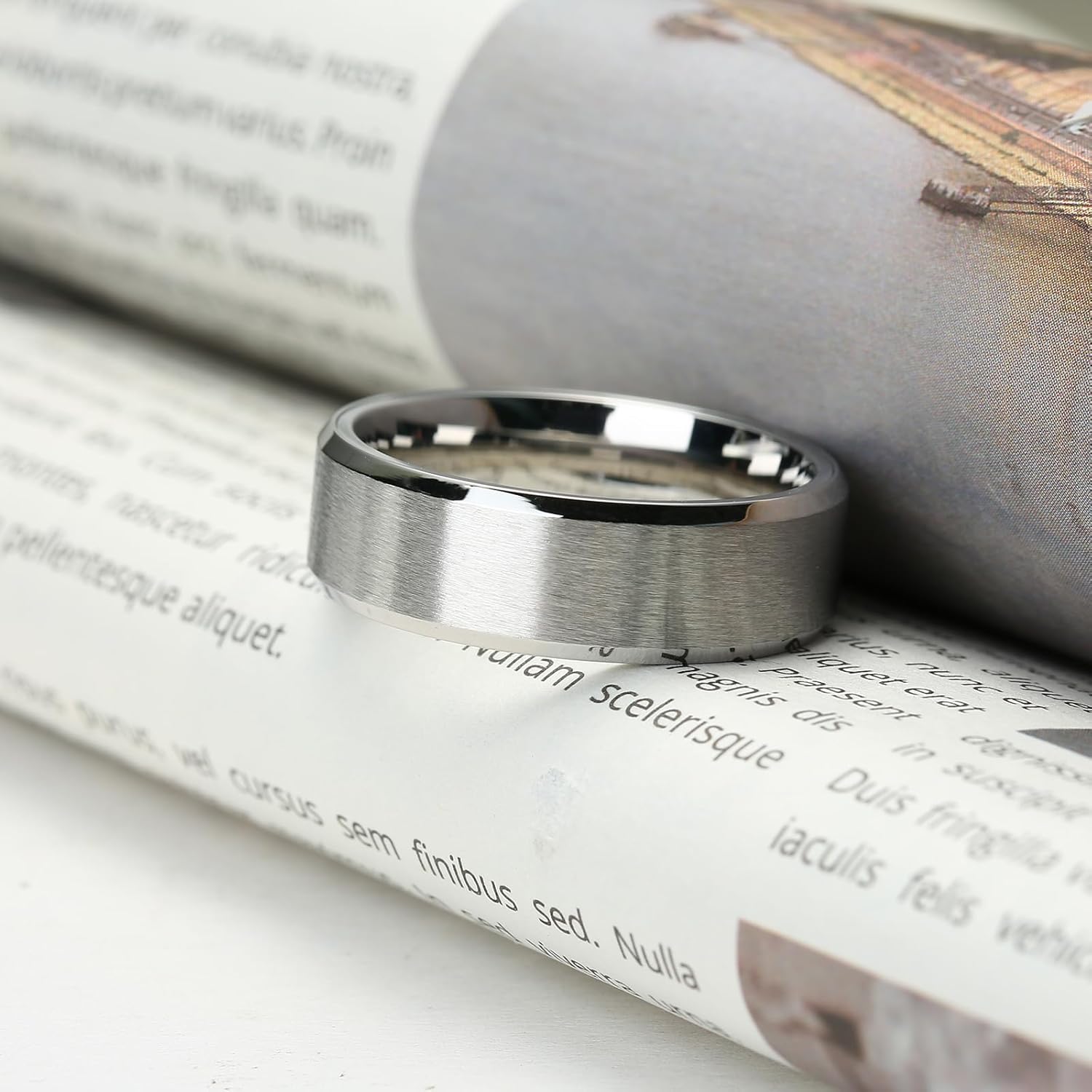 TGNEL Mens Black/Silver Spinner Wedding Ring Titanium Steel Rings 8mm, Brushed Stainless Steel Stress fidget Wedding Band for Anxiety Comfort fit - Image 5