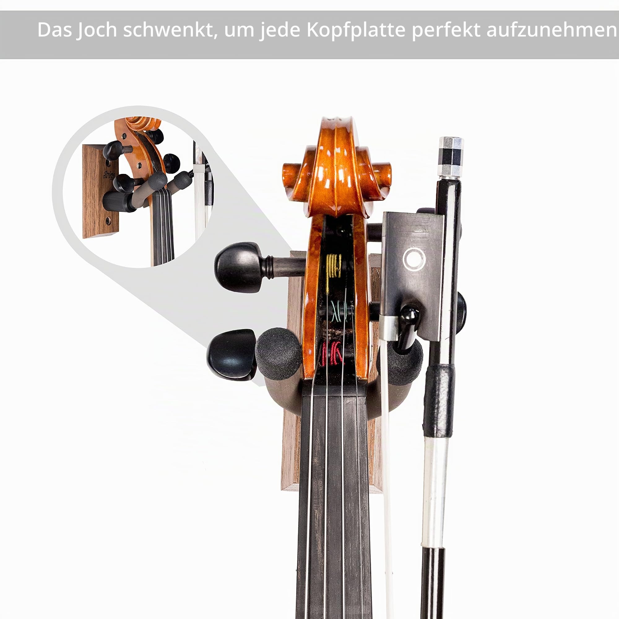 String Swing CC01V Wandhalterung für Violine, Walnuss, Schwarz