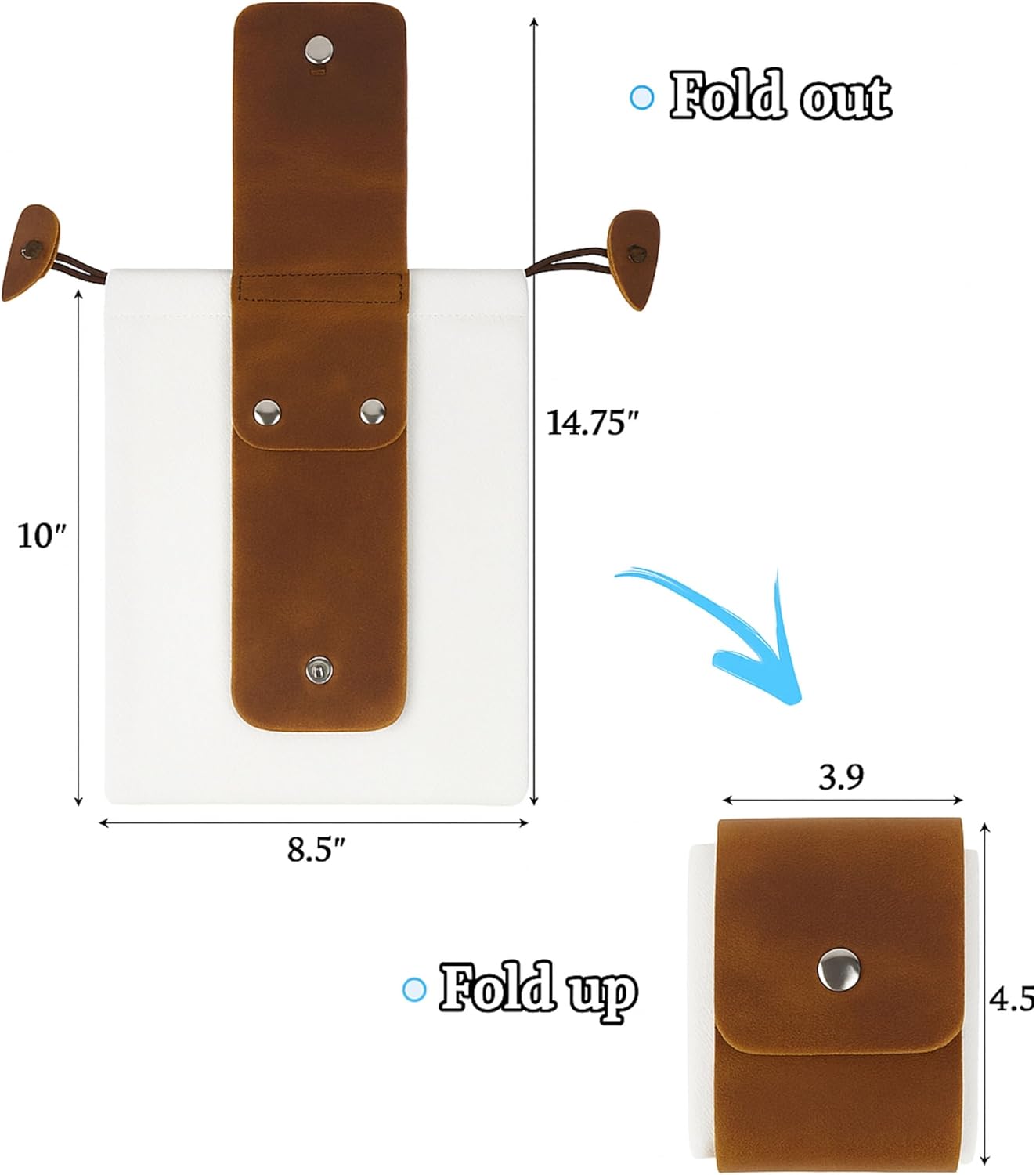 Toprank Leather Foraging Pouch – Collapsible Canvas and Leather Belt Bag for Hiking, Mushroom, Rock & Shell Collecting (Camel/Off-White) - Image 5