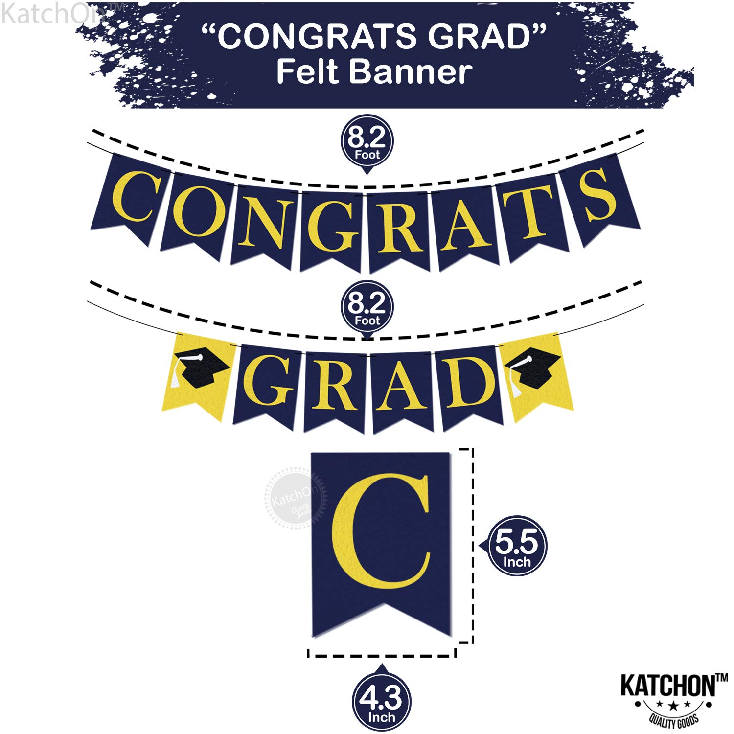 Felt, Congrats Grad Banner Blue No DIY, Graduation Banner 2022 Class of 2022 Congratulations