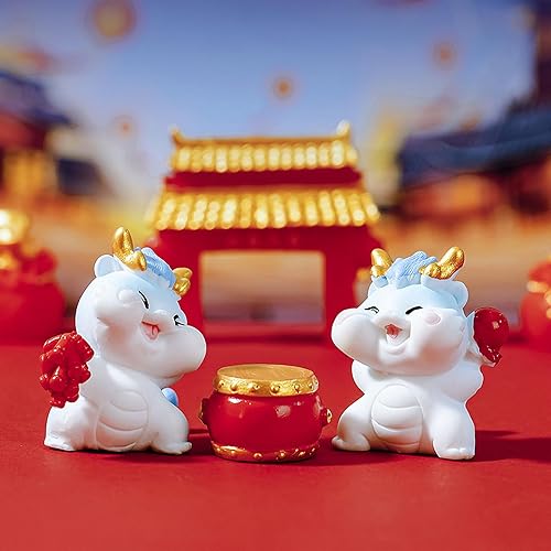 Miniatura 5 de Estatuilla de dragón en miniatura 2024 para festivales, resina del zodiaco, accesorios de dragón, estatua de dragón chino, decoración de año nuevo