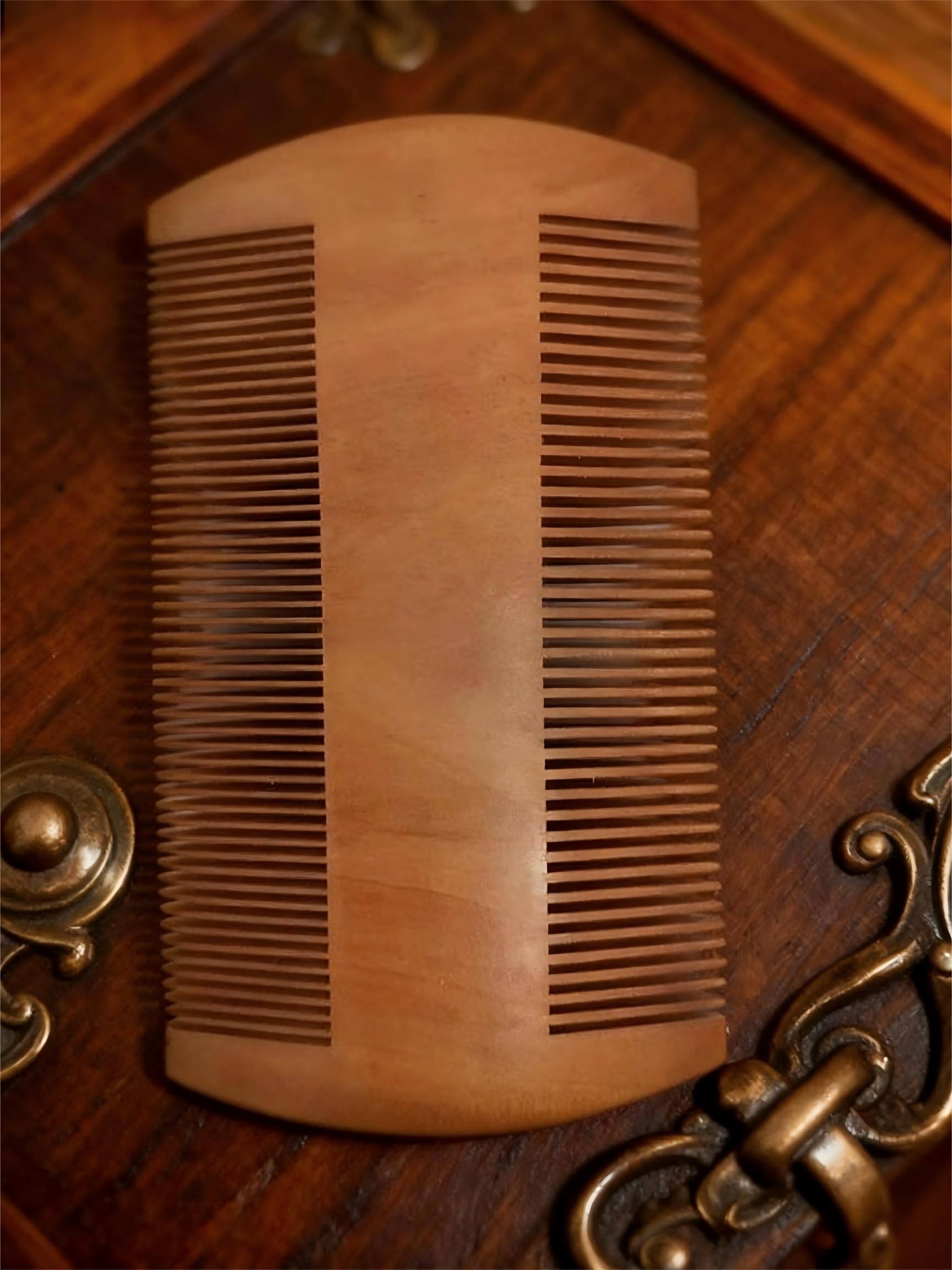 Sandalwood Beard Comb for Men - Pocket Size Wooden Beard Comb, Fine & Wide Teeth, Natural Premium Grooming Tool for Beards and Mustaches