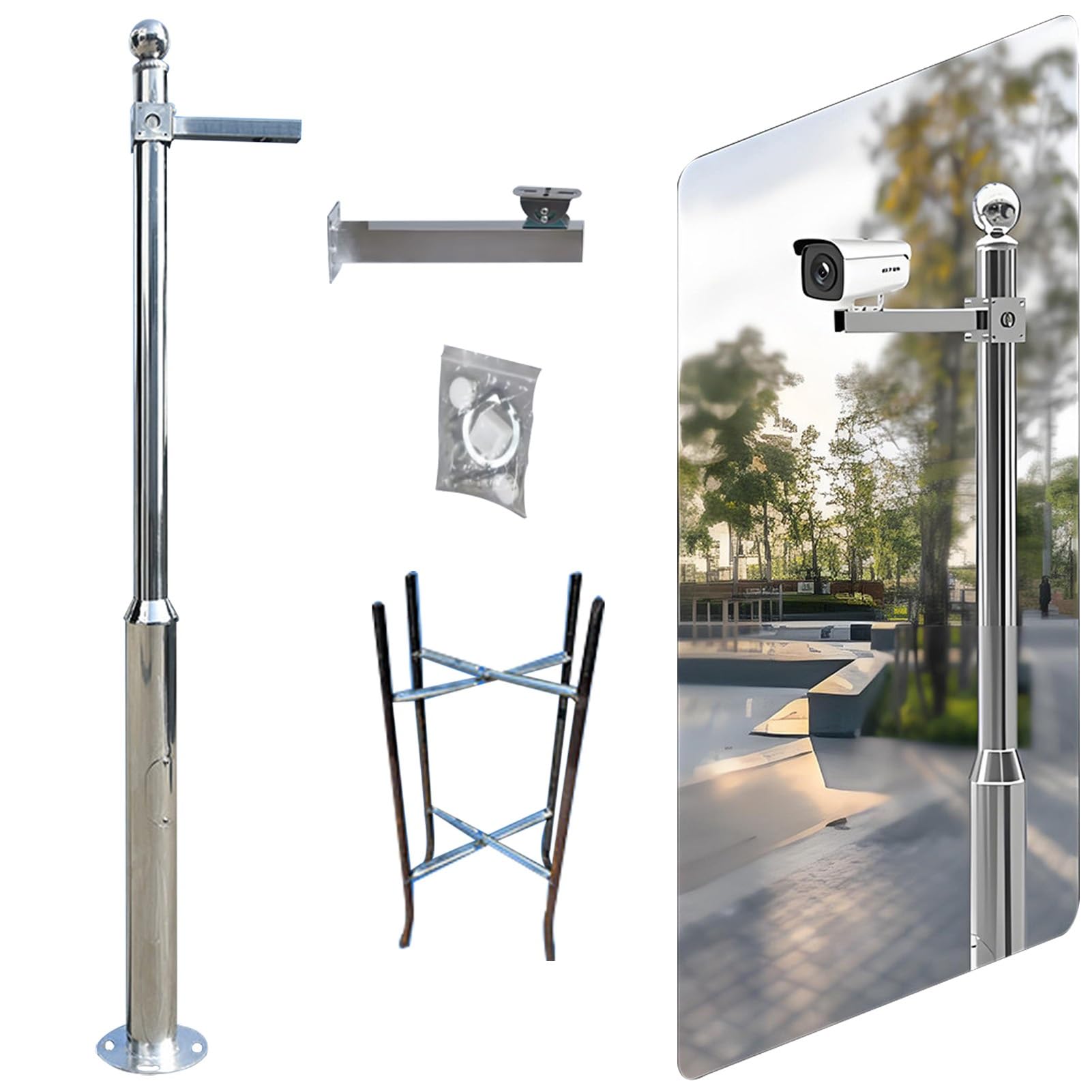Supporto per telecamera di sicurezza in metallo per esterni, supporto di sorveglianza per telecamere a cupola/pistola, colonna universale per monitor per pollaio, capannone da fienile, 3 m