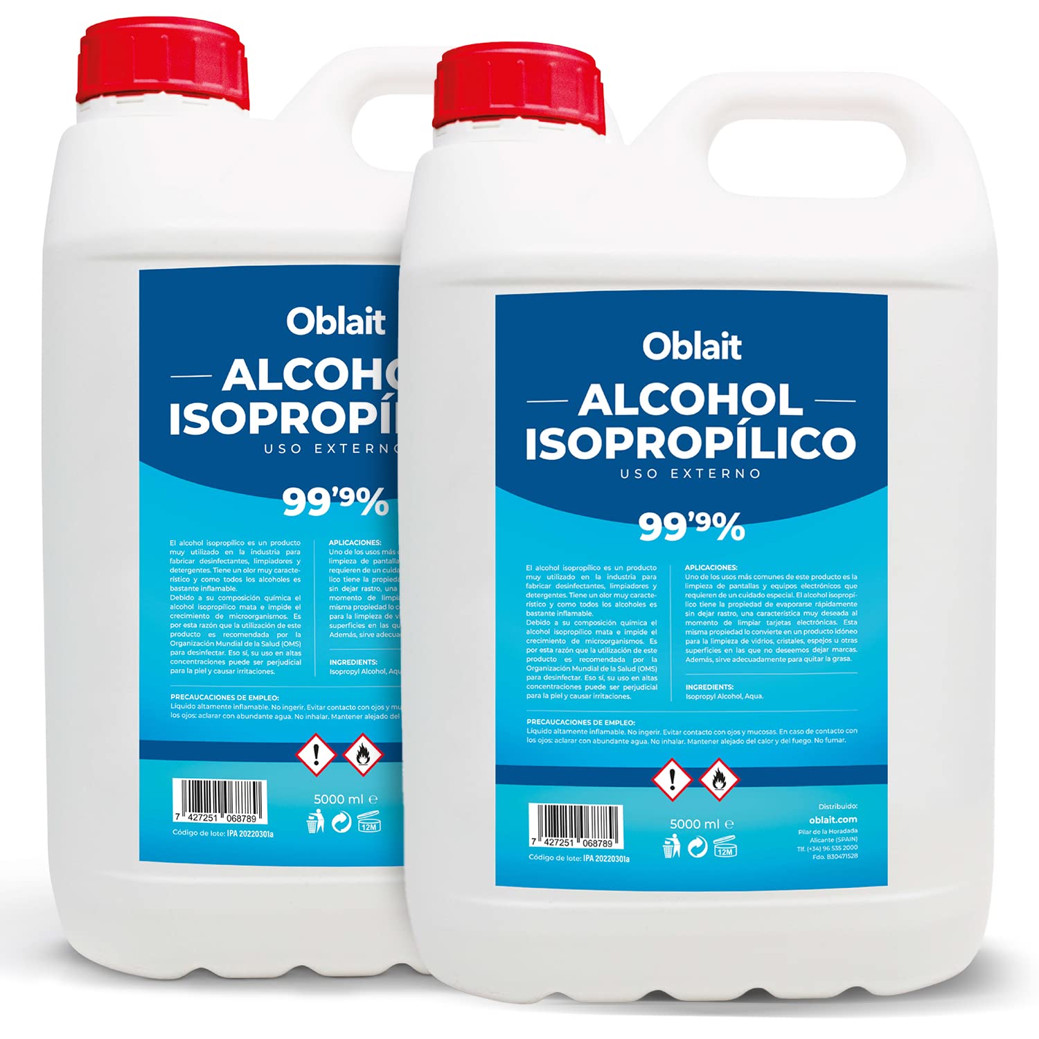 Alcohol Isopropílico 10 Litros | Isopropanol 99,9% Pureza | Limpieza de Superficies y Componentes Electrónicos