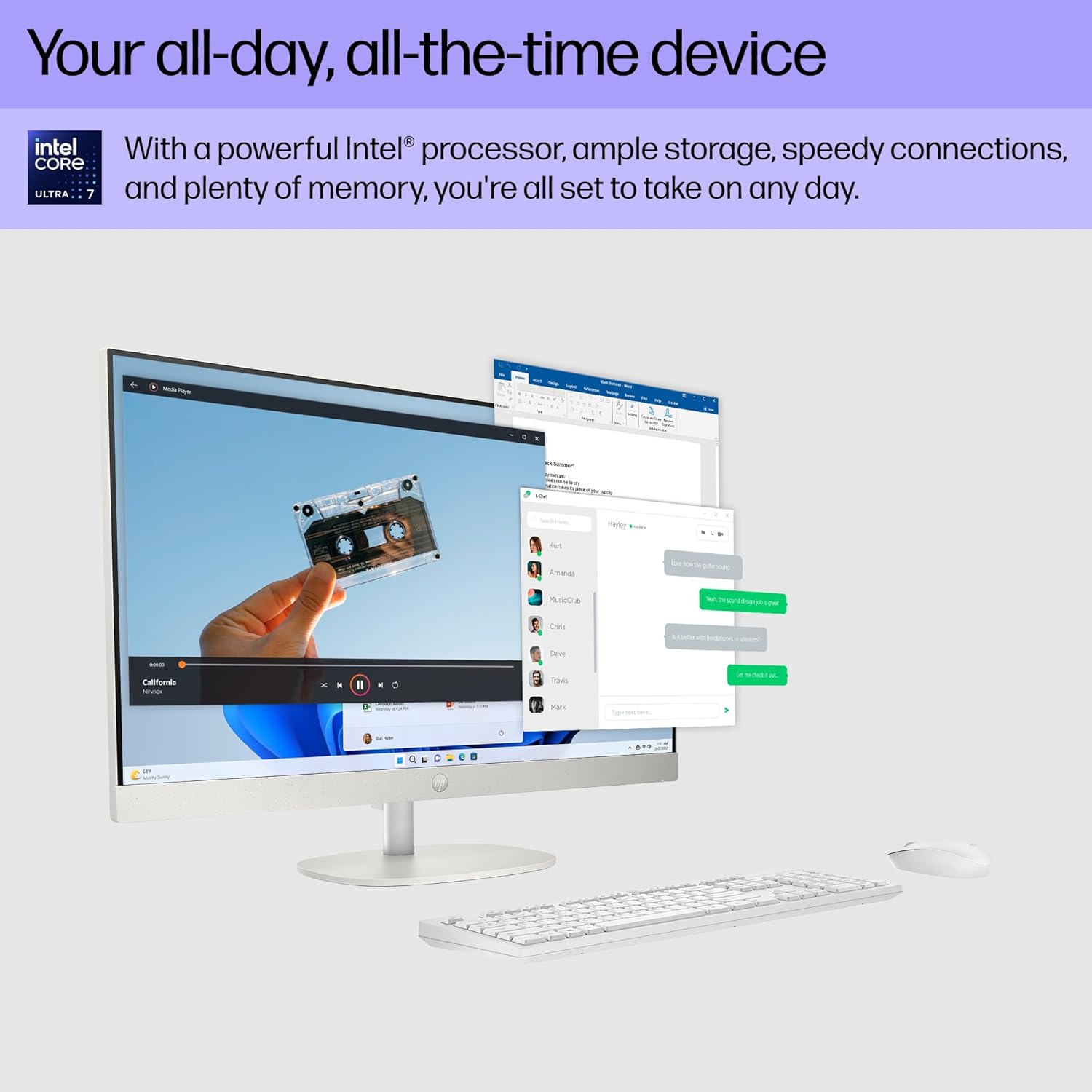 HP 27 inch All-in-One Touchscreen Desktop Computer, Intel 12-Core Ultra 7 155U, 64 GB DDR5 RAM, 4 TB SSD, Wireless KB & Mouse, Adjustable Height, HD Webcam, Windows 11 Pro
