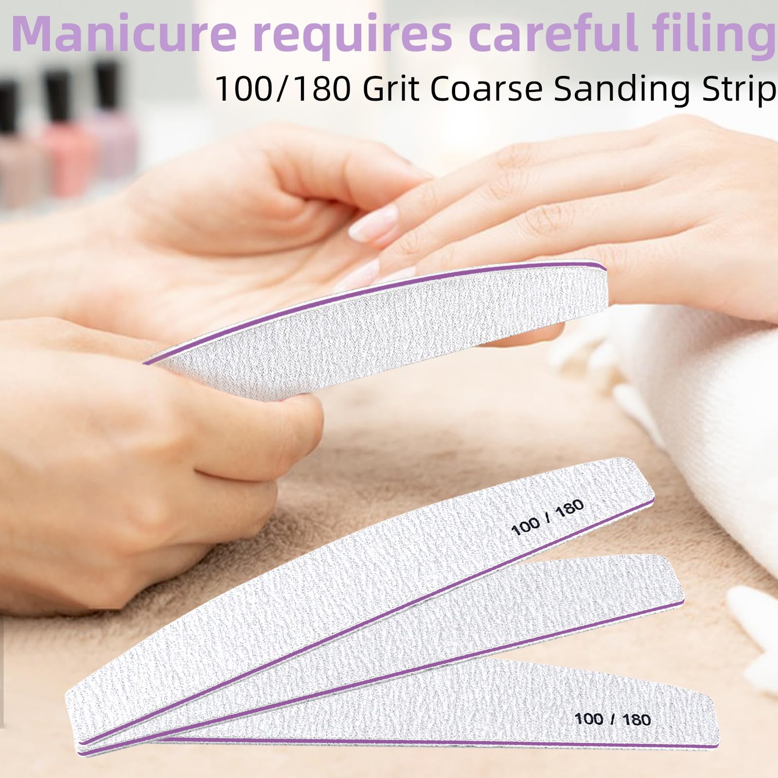 Nagelfeilen, Körnung 100/180, wiederverwendbar, doppelseitig, Puffer-Nagelfeile, professionelle Nagelfeilen, geeignet für natürliche Nägel, künstliche Nägel, Acrylnägel, Familiensalon, Grau, 15 Stück