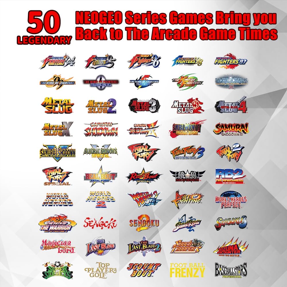 UNICO MVSX Arcade con Base Combinato, 50 giochi retro con licenza ufficiale SNK precaricati, Supporta due giocatori per giocare contemporaneamente