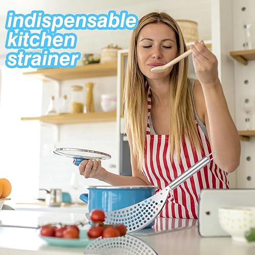 Miniatura 6 de Colador de olla con asa, colador de pasta, colador de sartén, escurridor de grasa, escurridor de mano de acero inoxidable, escurridores de sartén,