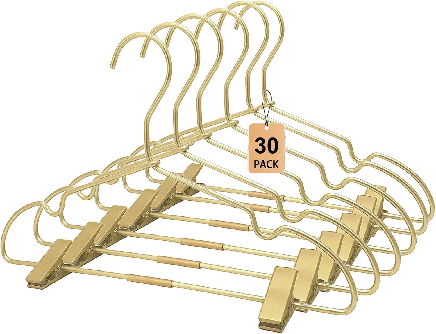 Gold Metal 12.6" Baby Clothes Clips Hanger, 30 Pack Children Kids Coat Hanger Display and Storage,Heavy Duty Standard Metal Hangers with Non-Slip Design,Space Saving Organizer