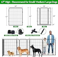 Vista 3 de Corralito para perros para exteriores, extra ancho, 16 paneles de valla resistente para perros, 47 pulgadas de altura, antioxidante, con puertas