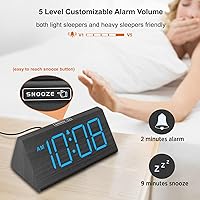 Vista 6 de DreamSky Relojes Despertadores Digitales de Madera para Dormitorios - Reloj de Escritorio Eléctrico con Números Grandes, Puerto USB, Alarma Fuerte