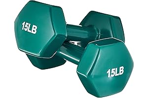 Amazon Basics Vinyl Coated Dumbbell Hand Weights - 15 lbs Pair