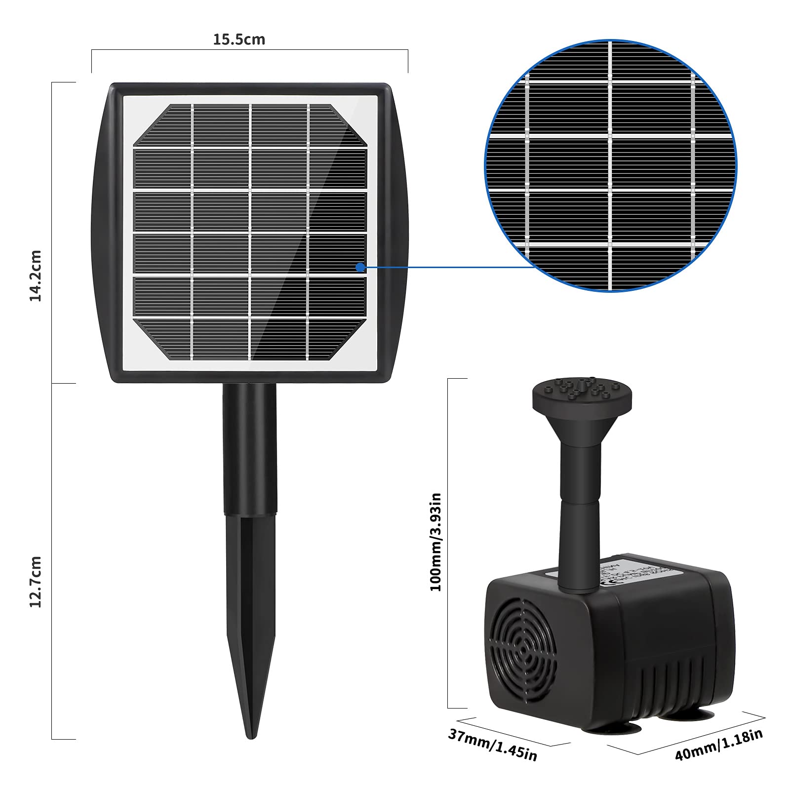 LEDGLE Bomba de Fuente Solar, 2.2W Bomba Solar Estanque Fuente Agua Solar con 7 Boquillas, Caudal 200 L/H, Fuente Solar Jardin Solar Fuente Bomba para Baño de Aves, Césped, Pecera, Piscina, Patio